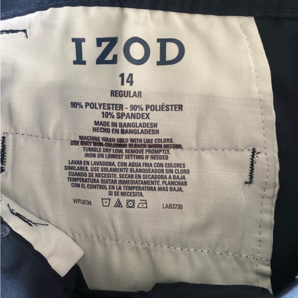 Izod Flat Front Performance Shorts, Boys Size 14, Adjustable Waist, Navy - Picture 5 of 7